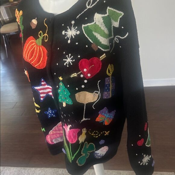 Design Options by Philip & Jane Gordon Novelty Cardigan Sweater L - Picture 3 of 9